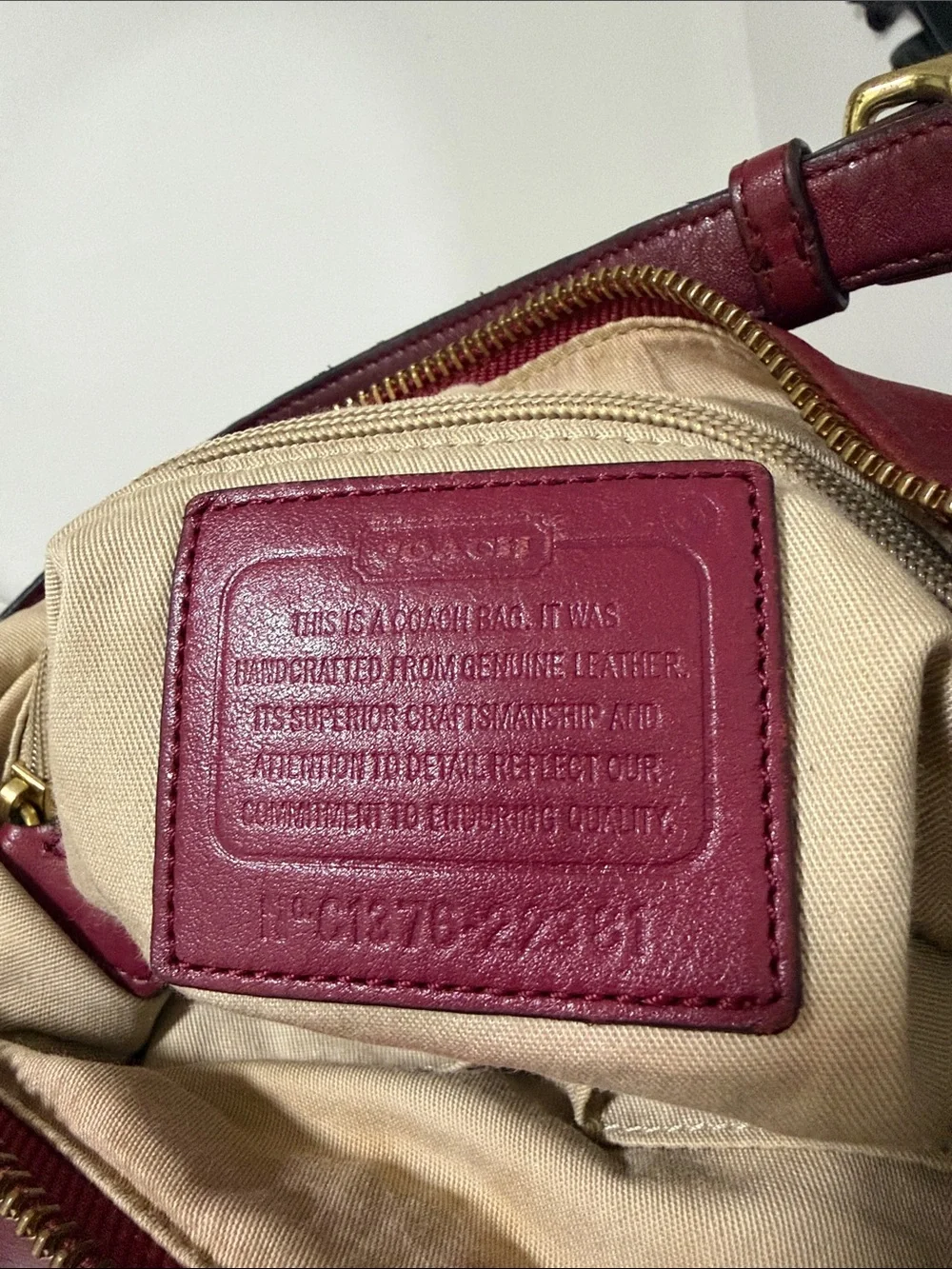 Coach 22381 Burgundy Leather Shoulder Bag with Tassel /long strap🎀